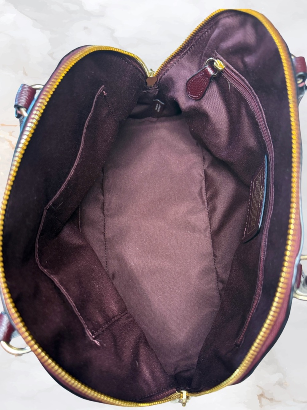 COACH Cora Domed Satchel Full Size Bicolor Metallic Oxblood F36057 - Picture 9 of 10